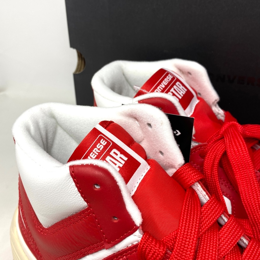 Converse Weapon CX Varsity Leather Shoes Women's Red White Mid Sneakers 172355C - Picture 9 of 11